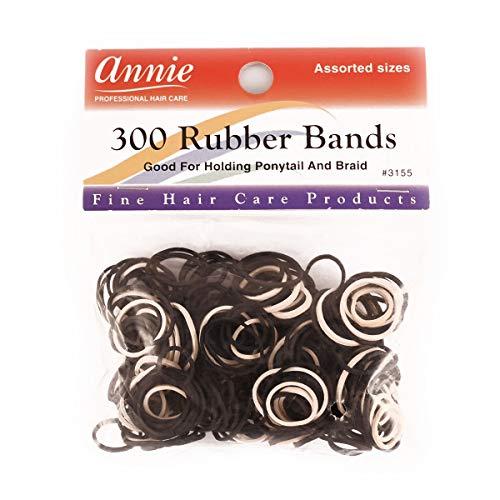 Annie ANNIE 300 RUBBER BANDS WHITE ASSORTED SIZE #3148 ELASTIC HAIR TIE