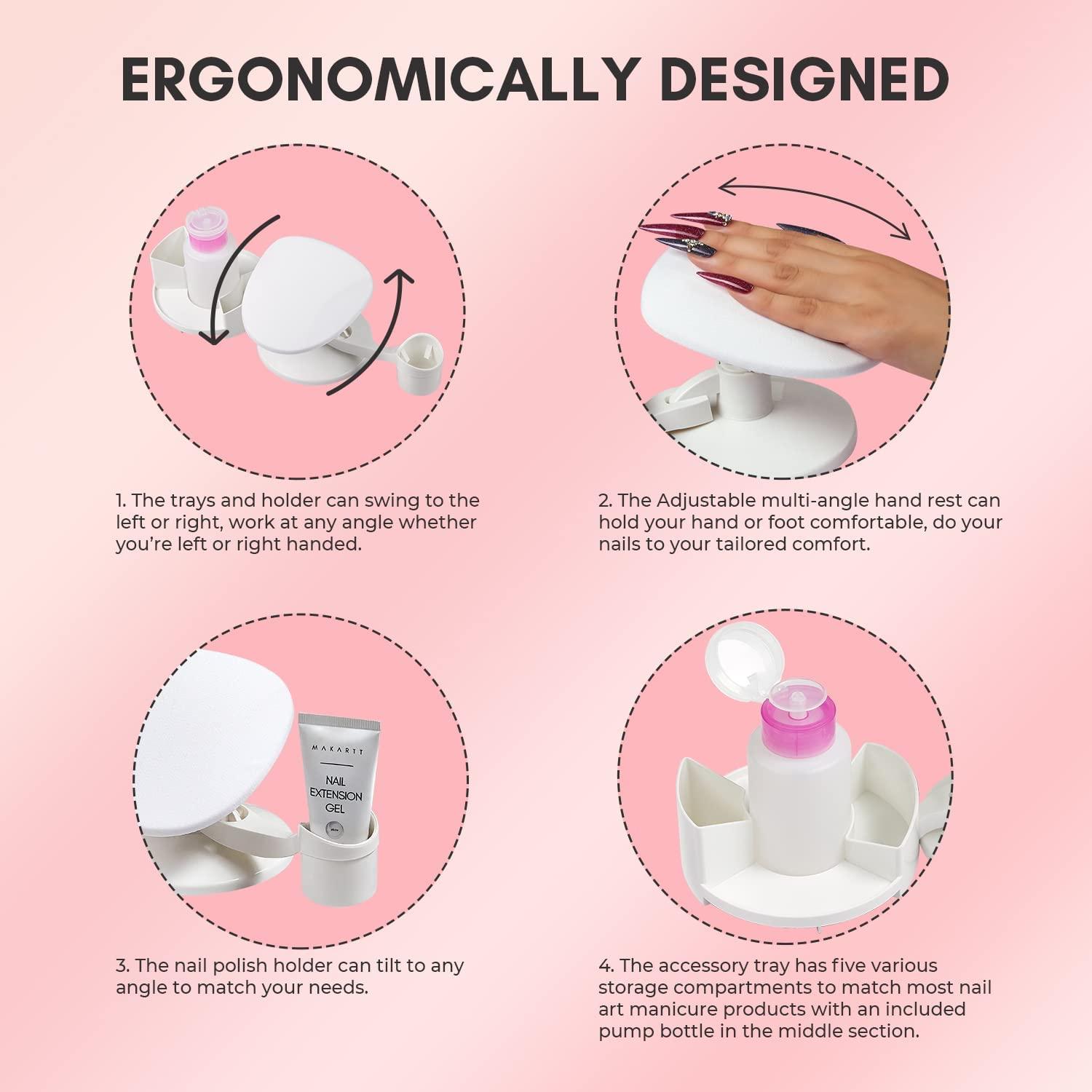 Makartt Makartt Nail Stand Hand Rest for Nails, Nail Hand Rest Manicure Supplies Bundle 500Pcs Soft Gel Full Cover Nail Tips, Medium Coffin Clear Fake Nail Tips