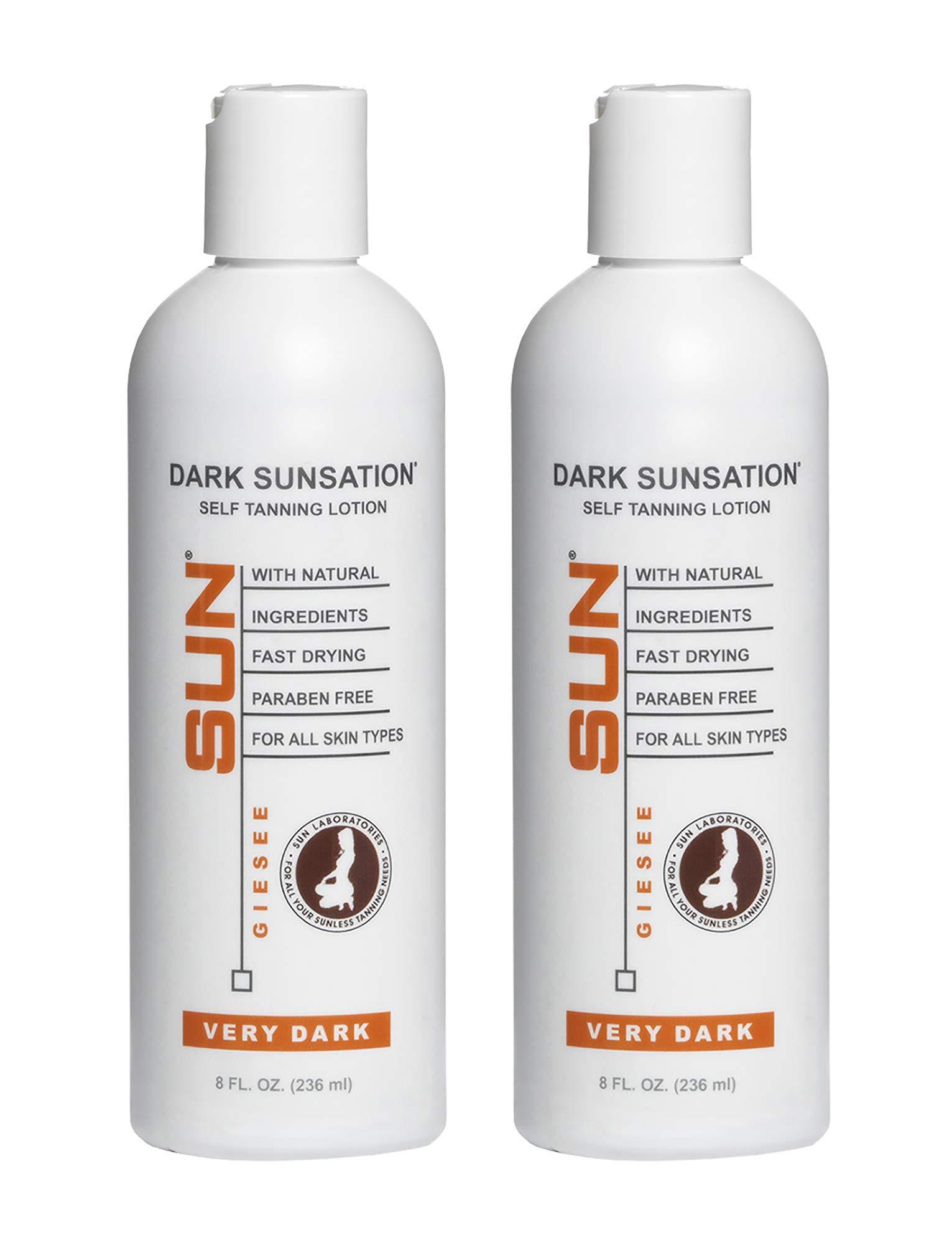 Sun Laboratories by Giesee Sun Laboratories By Giesee Dark Sunsation Self Tanning Lotion 8 oz 2 Pack with Tanning Mitt - Organic Self Tanner, Sunless Tanner, Sun Labs Very Dark Tanning Lotion, Self Tanner with Mitt