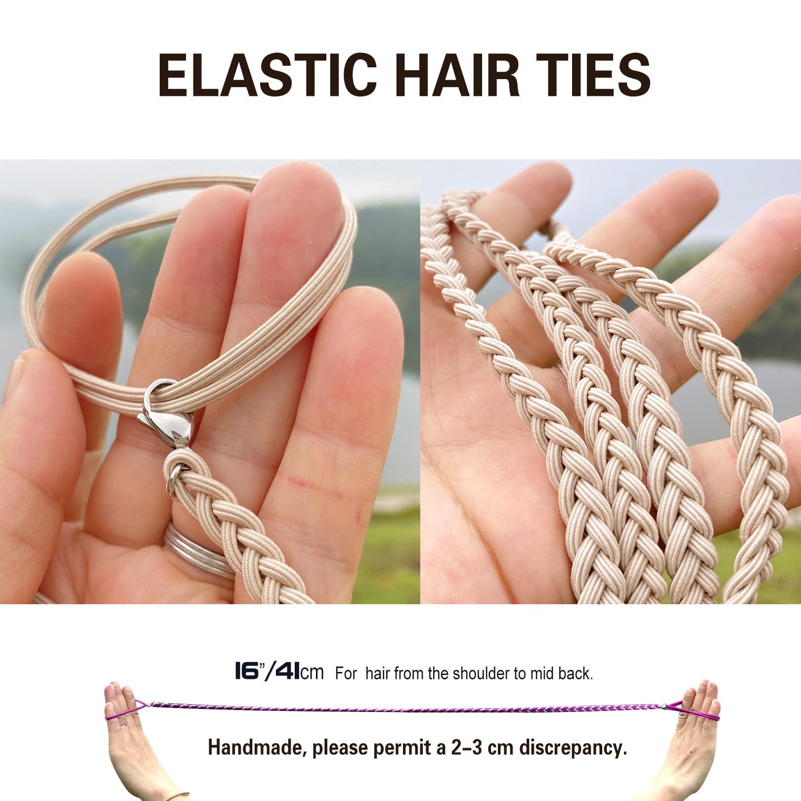 SISYOUP 3 Packs 16\" Ponytail Holders for Short Thin Fine Hair, Elastic Swimming Hair Ties No Damage for Women Girls Workout Hair Band for women\'s Hair Strong Stretchy Pony Tail Wrap Hair Tie for Beach Surf