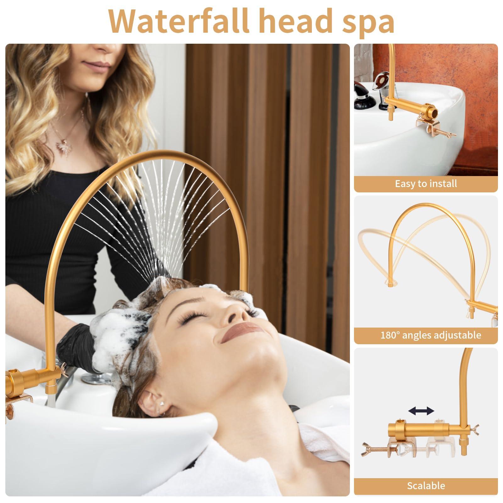 TooMiMo TooMiMo Portable Head Spa Waterfall Equipment, Adjustable Shampoo Bowl Water Circulation Rack, Scalp Massage Water Outlet Basin Attachment Rack for Salon and Home (JSXH0001, Average Size)