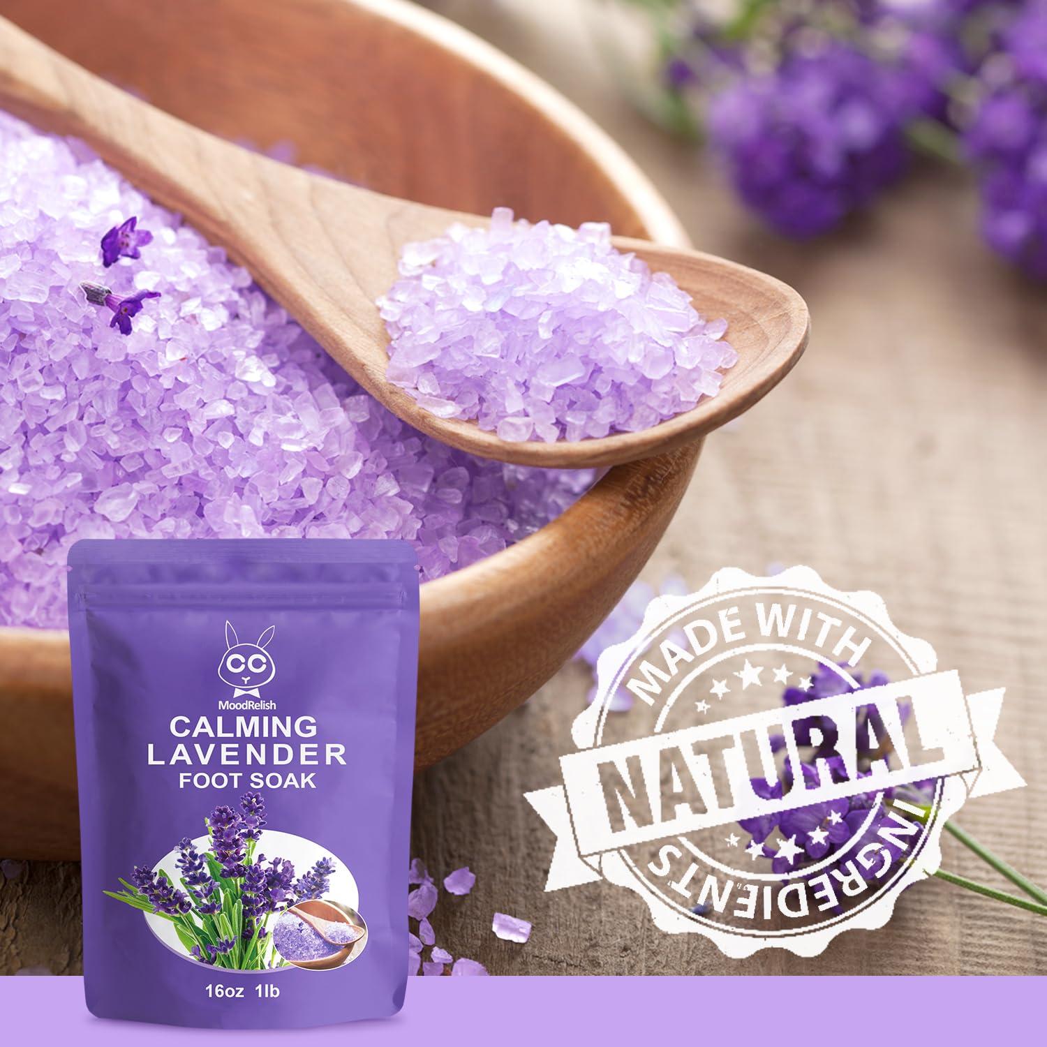 MoodRelish Foot Spa Bath Massager with Heat Bubbles and Vibration Massage and Jets, 16 OZ Calming Lavender Foot Soak Epsom Salt, Foot Soaker with Red Light, 22 Massage Rollers, Adjustable Temp - Pink