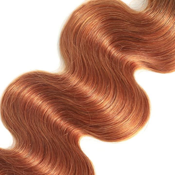 ZevPiul Ombre Body Wave Bundle 1b/30 Human Hair Bundles 8A Brazilian Virgin Brown Human Hair 3 Bundles 18 20 22 Inch Two Tone Dark Roots to Brown Bundles Human Hair Extensions
