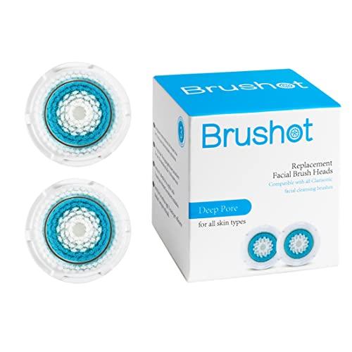 Clarisonic Brush Head Replacements Compatible with Clarisonic Mia 1, Mia 2, Mia Fit, Alpha Fit, Smart Profile Uplift and Alpha Fit, 2 Pack(Deep Pore)