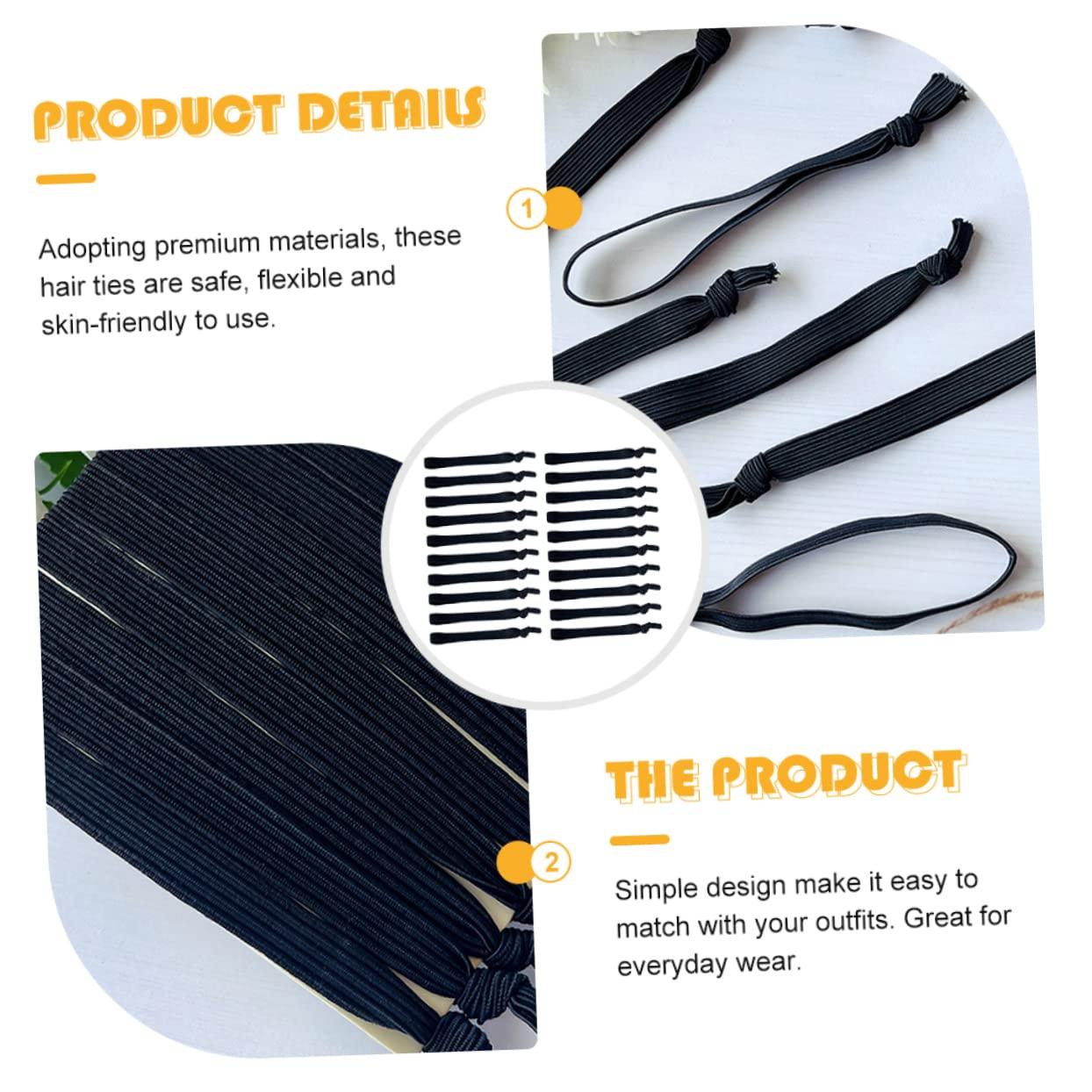 Housoutil Housoutil 20pcs Men\'s Hair Band Seamless Ponytail Holders Extra Snap Hair Ties Scrunchie Elastics Braids Hairbands Hair for Men Hair Accessories Knotted High Elastic Rubber Band Black