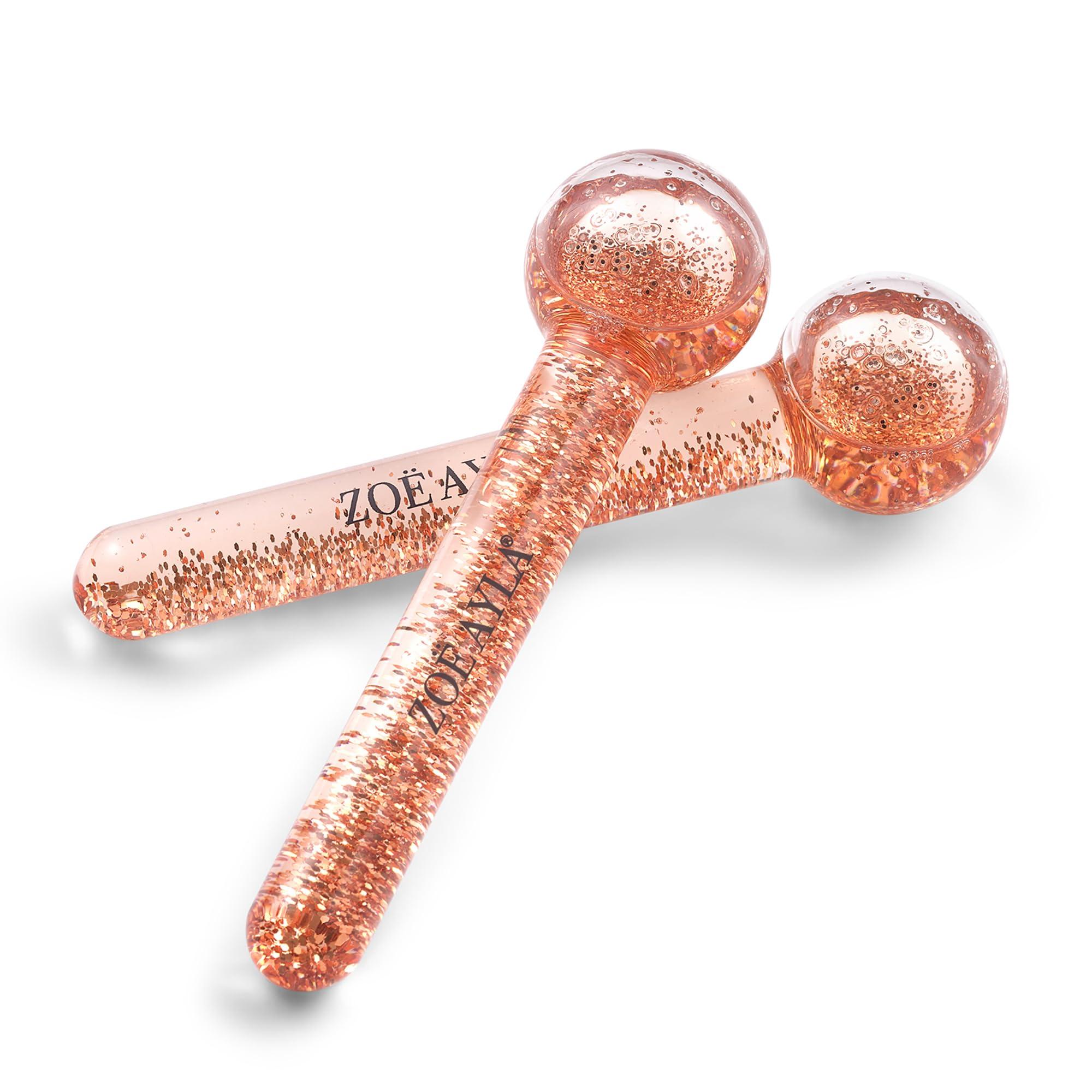 Zo Ayla Zoe Ayla Mini Ice Globes 2 Pcs - Face Roller for Women and Men - Face Depuffer - Tightens Skin - Reduces Fine Lines - Gives Radiant Glow - Invigorating and Soothing - Travel-Sized Facial Massager