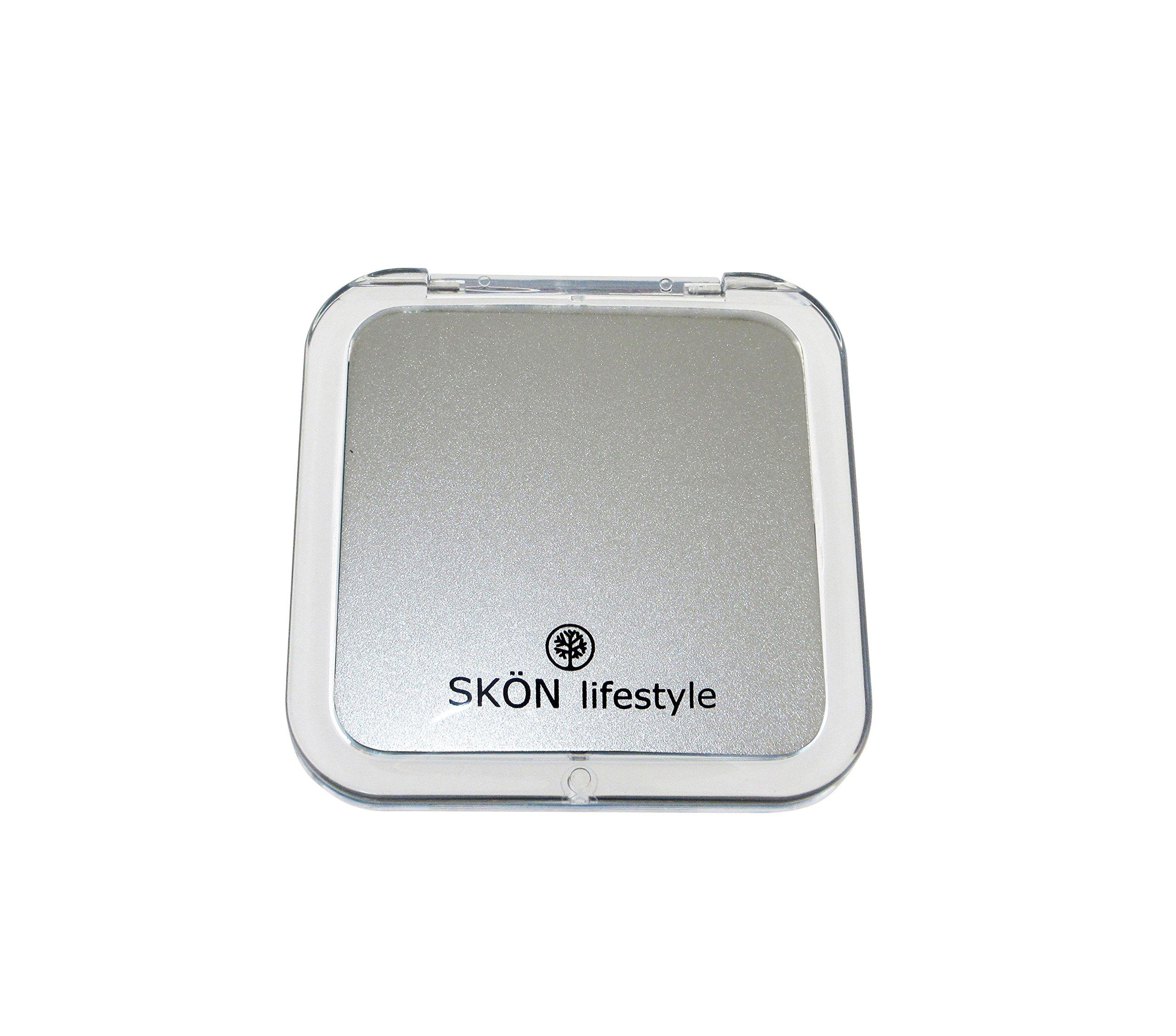 SKÖN lifestyle SKÖN lifestyle Missy 15X/1X Personal Compact Mirror - Powerful 15X magnification & traditional 1X mirror, Full 180 degree opening, Effortless magnetic closure and opening- Metallic Silver