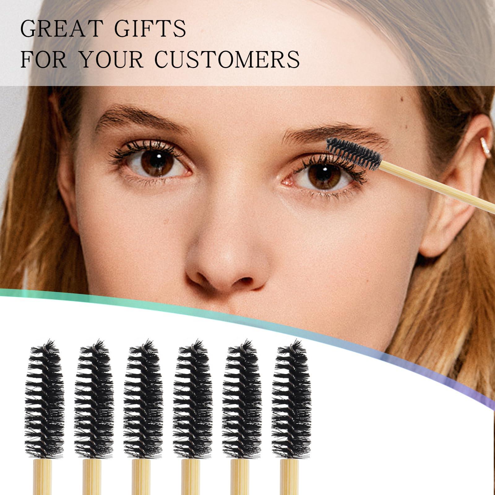 myaokue-up 300PCS Disposable Mascara Wands Spoolie Brush Bamboo Eyebrow Brushes Eyelash Extension Applicator Makeup Kits.myaokue-up(Black)