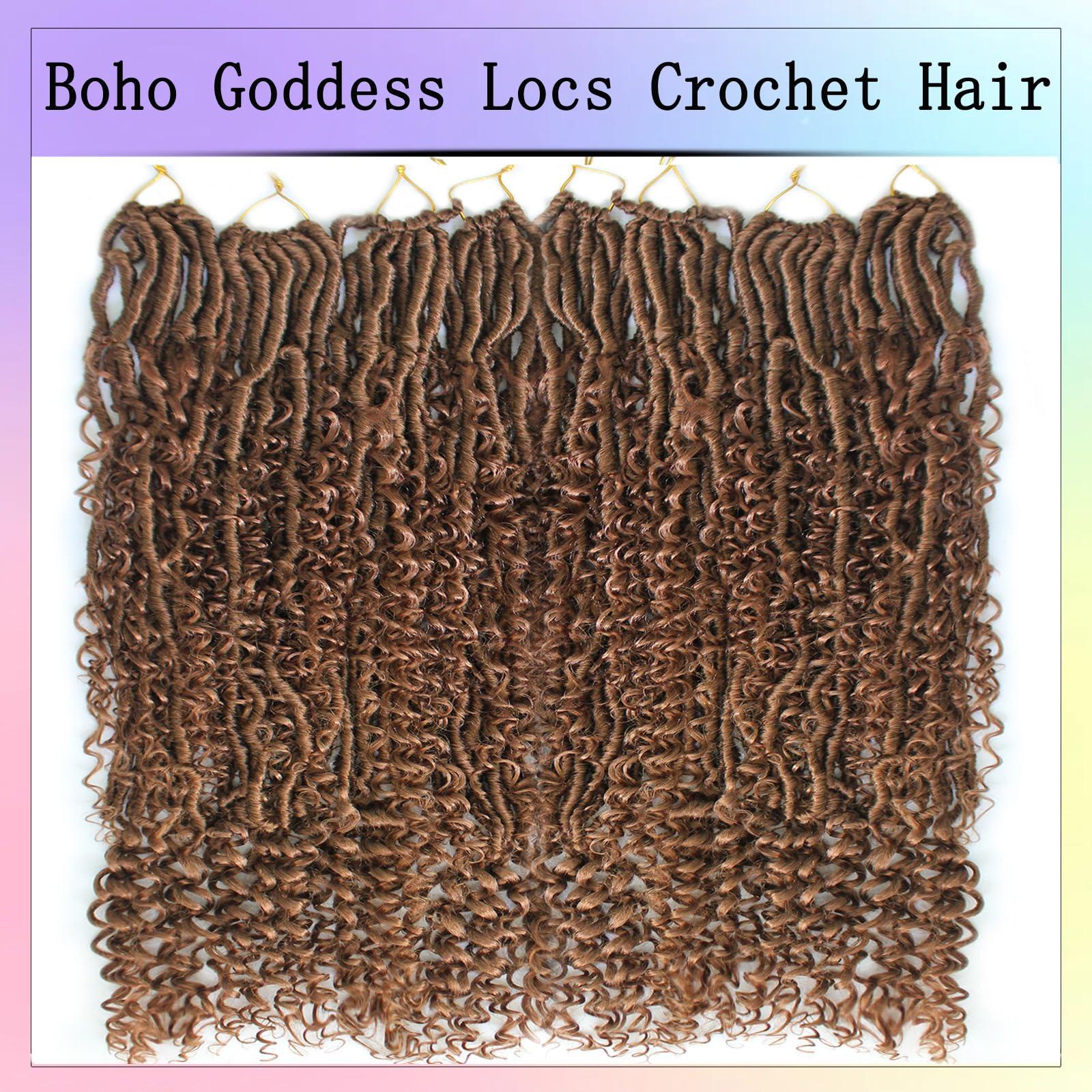 Trekci Boho Faux Locs Crochet Hair 30 Inch Goddess Locs 8 Packs Boho Soft Locs Crochet Hair with Curly Ends Pre-looped Long Bohemian River Locs Crochet Hair for Black Women(30Inch, #30)
