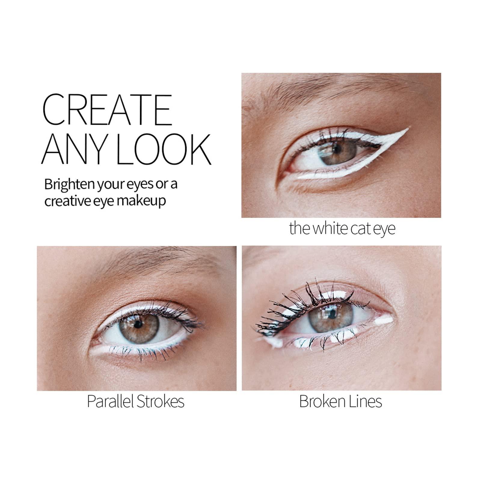 DekRion White Eyeliner Pencils, 12PCS Professional Highlighters Eye Liner Pencils Eye Brightener, White Eye Liners Makeup Pencils Waterproof Long-lasting Eyeshadows Beauty Makeup Tools for Women