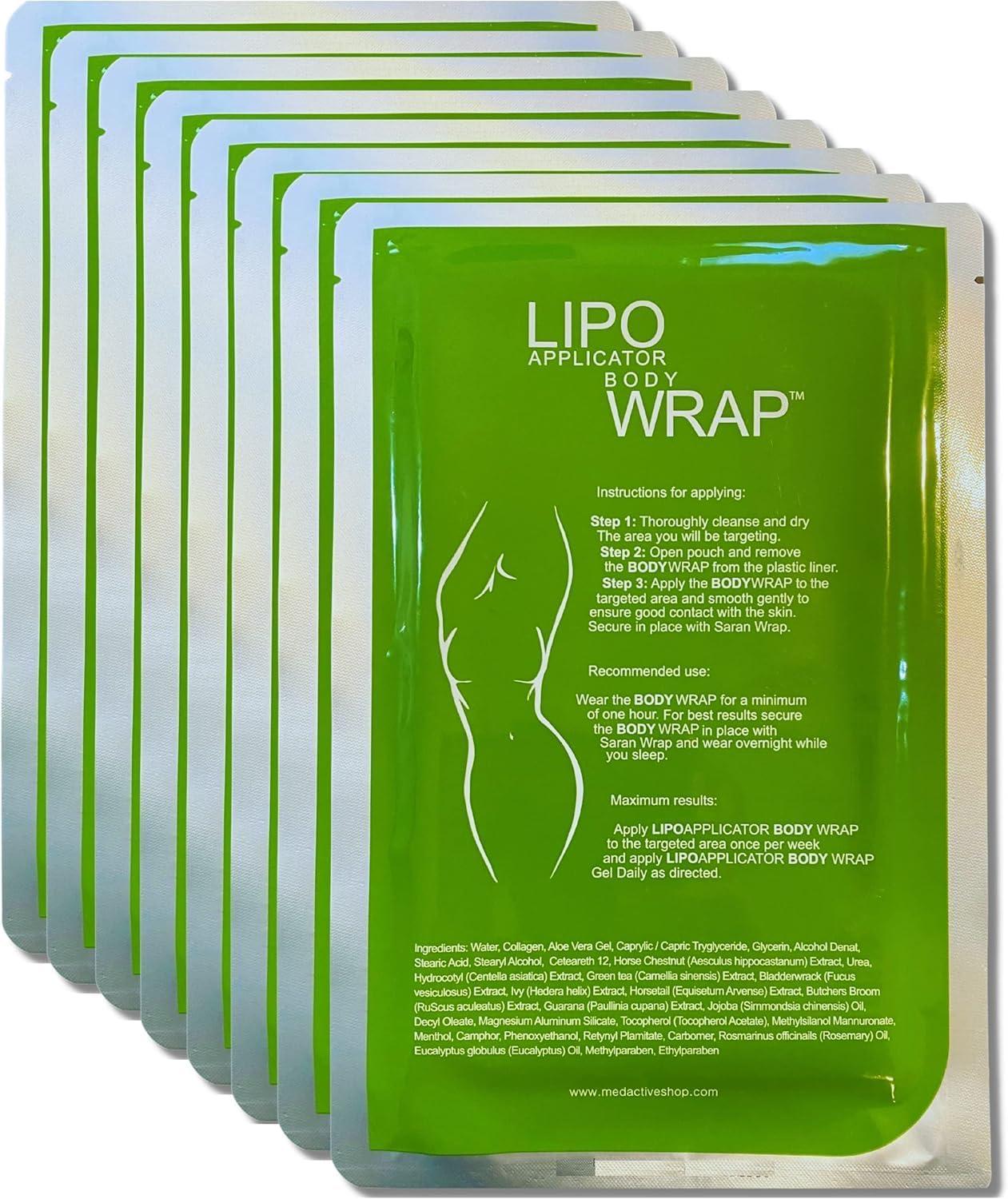 lipo applicator Ultimate Lipo Body Wrap With Guarana, Green Tea, and Seaweed Wraps Works for Stomach Belly Legs Arms Abdomen Skin Elasticity and Resiliency. (8 Wraps)
