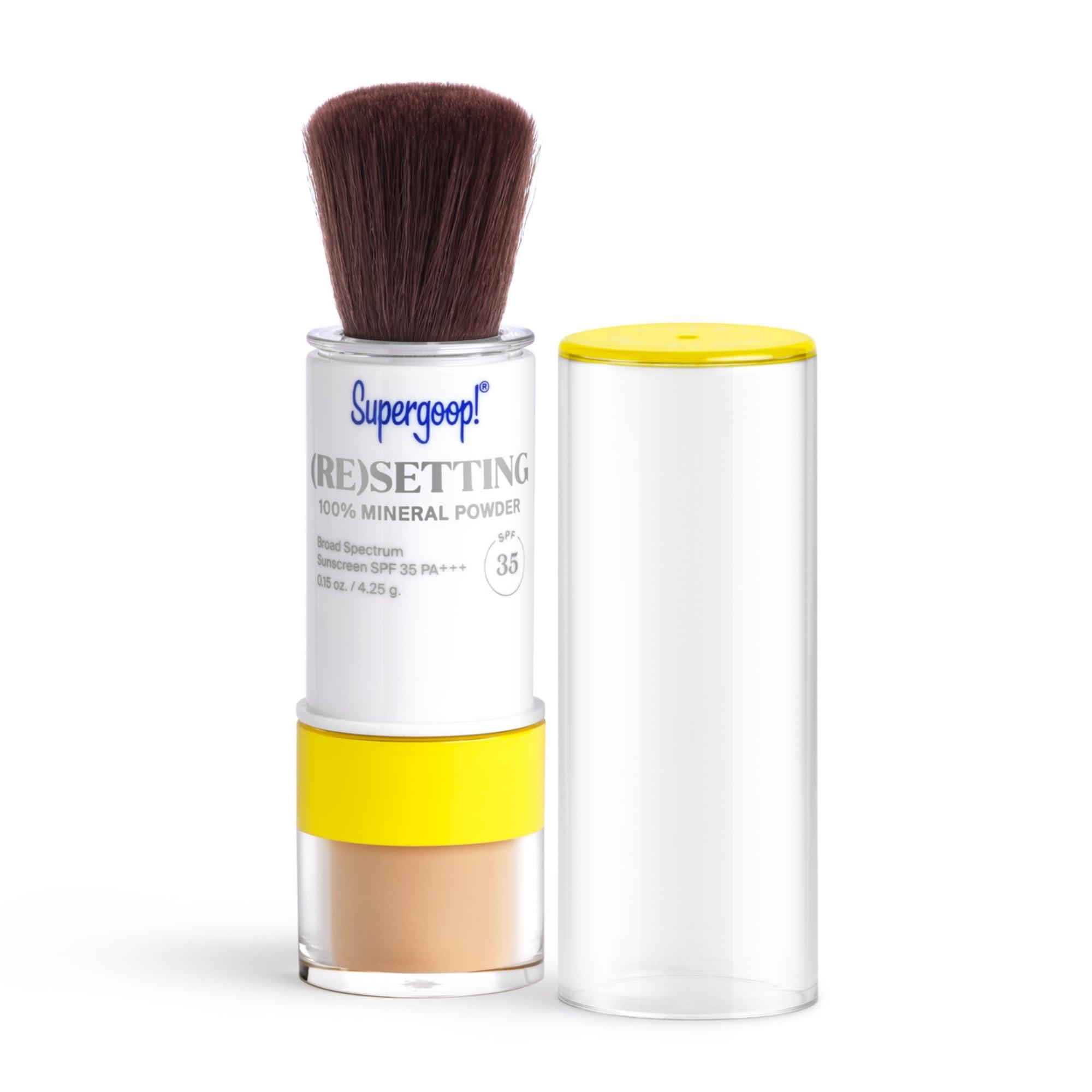 Supergoop! Supergoop! (Re)setting 100% Mineral Powder, Medium - 0.15 oz - Makeup Setting Powder + Broad Spectrum SPF 35 PA+++ Sunscreen - With Ceramides, Olive Glycerides & Coated Silica Spheres