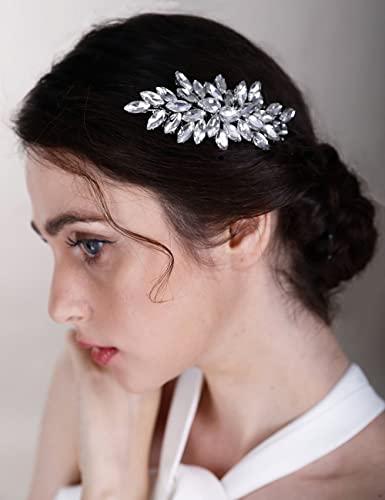 Chargances Chargances Crystal Bridal Hair Comb Purple Wedding Rhinestone Hair Side Comb Fashion Hair Clip Handmade Hair Accessories for Bride Wedding Prom Flower Girl Headpieces (Purple)