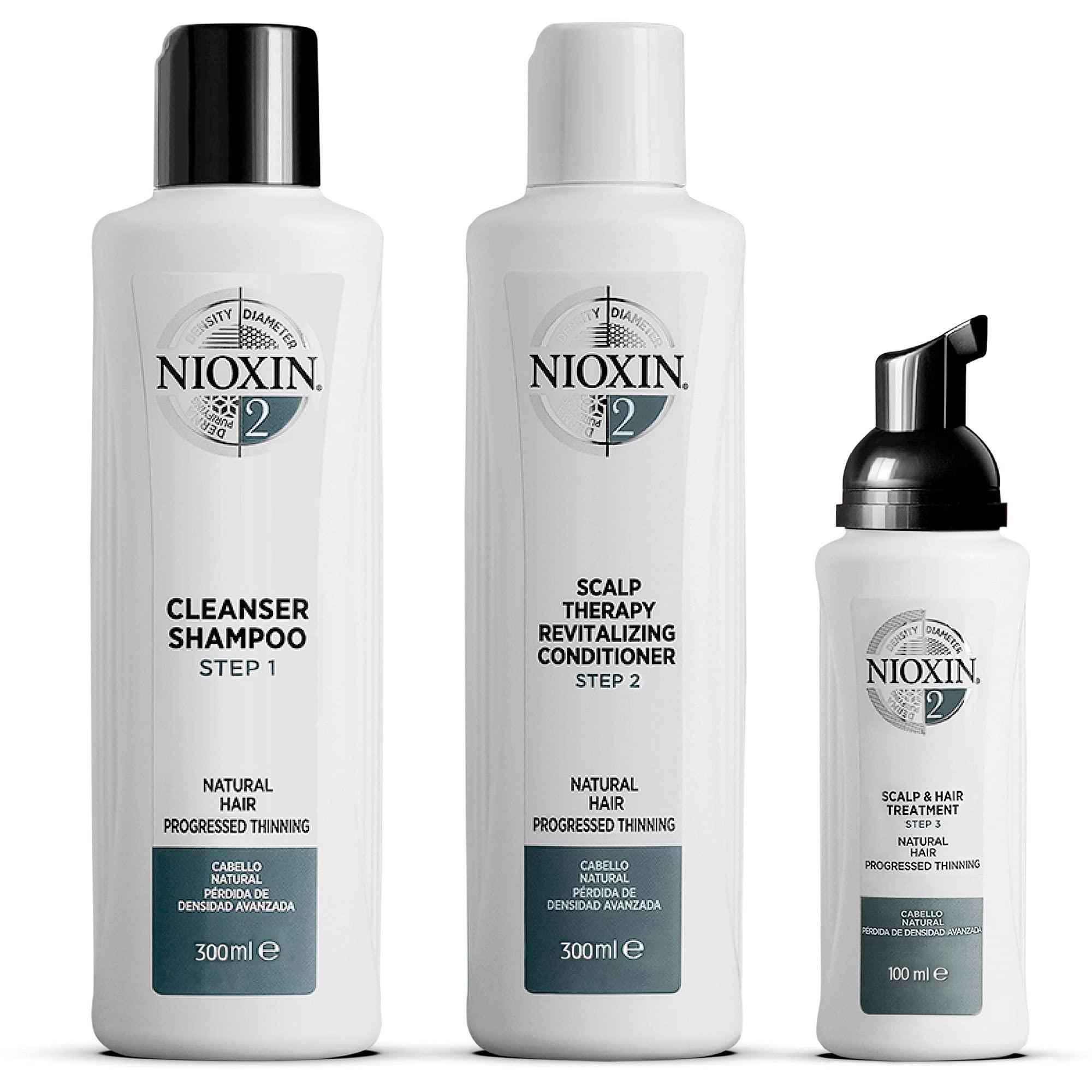 Nioxin Nioxin System 2 Kit for Natural Hair with Progressed & Advanced Thinning Hair, 3 Piece Kit