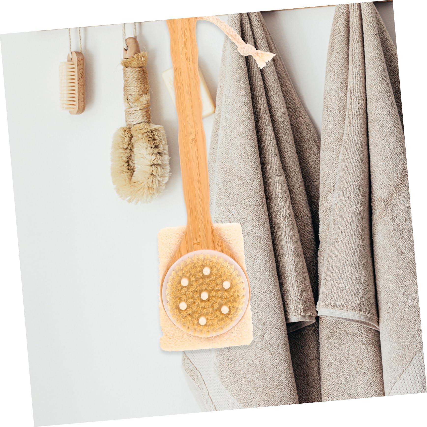 COLLBATH COLLBATH Natural Loofah Bath Brush with Long Handle Double Sided Exfoliating Skin Scrubber for Bead Loofah Sponge for Body and Foot Cleaning