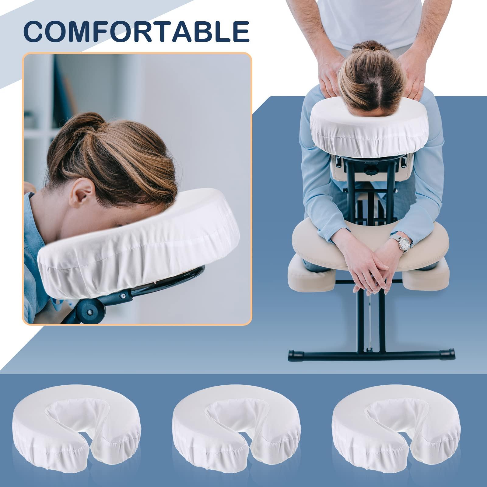 Macarrie 24 Pcs Face Cradle Covers for Massage Table Microfiber Reusable Soft Thicker Massage Table Head Rest Covers Bulk Oil Proof Headrest Cradle Sheets for Spa Beauty Salons (White)