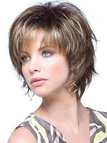 Noriko & Maxwigs Sky Avg Cap Wig Color Creamy Toffee Rooted - Short 5\" Razored Bob Feathered Layers Wispy Ends Synthetic Open Weft Bundle w/Comb, MaxWigs Hairloss Booklet