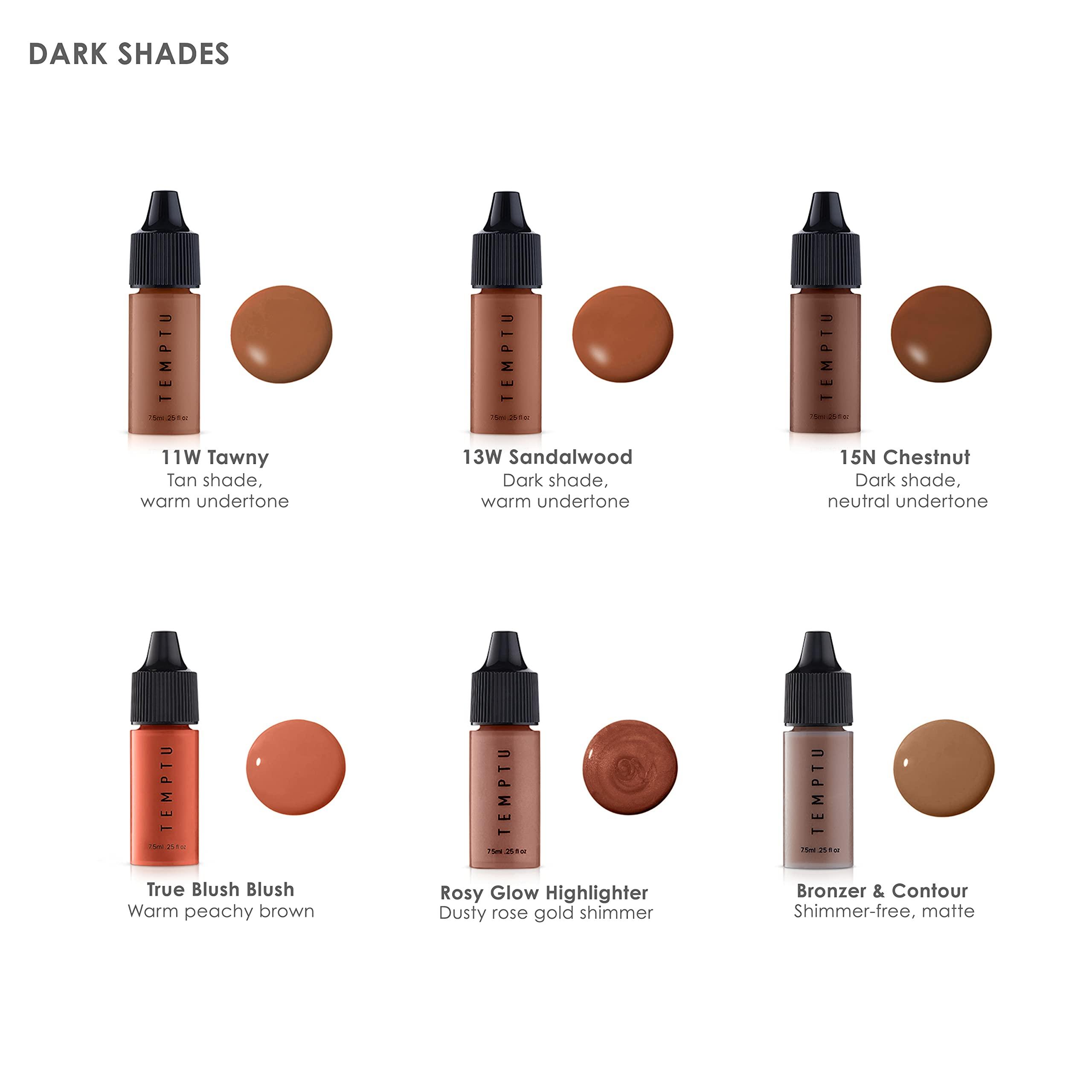 TEMPTU TEMPTU One Airbrush Make-up Kit for Complexion Perfection with Cordless Compressor, Dark & Airpod Pro Cartridge Bundle