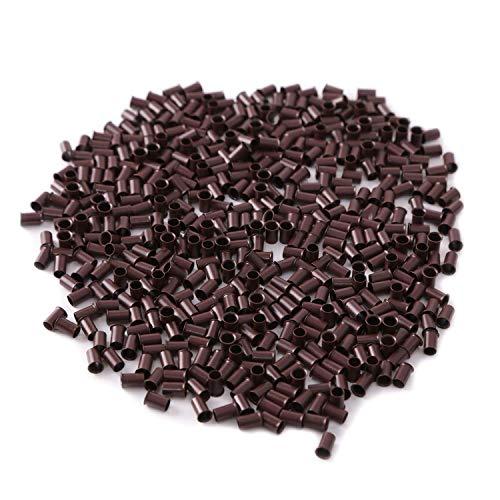 NOEYUN NOEYUN 1000pcs 3.4x3.0x6.0mm flare Euro Lock copper tubes Micro Rings links beads for stick I tip hair extensions (5#BROWN)