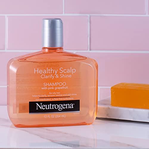 Neutrogena Neutrogena Exfoliating Healthy Scalp Clarify & Shine Shampoo & Conditioner for Oily Hair and Scalp, with Pink Grapefruit, pH-Balanced, Paraben & Phthalate-Free, Color-Safe, 12 Fl Oz