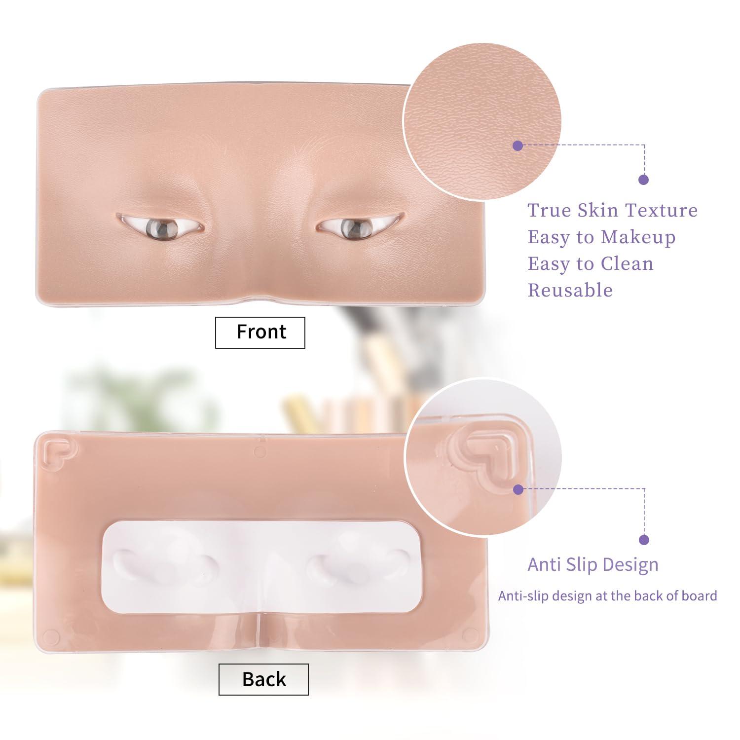 Vnmcry Vnmcry Makeup Practice Face Mannequin Reusable Practice Eye Board 3D Silicone Eyes Pad for Makeup Beginners Students and Artists (Skin)