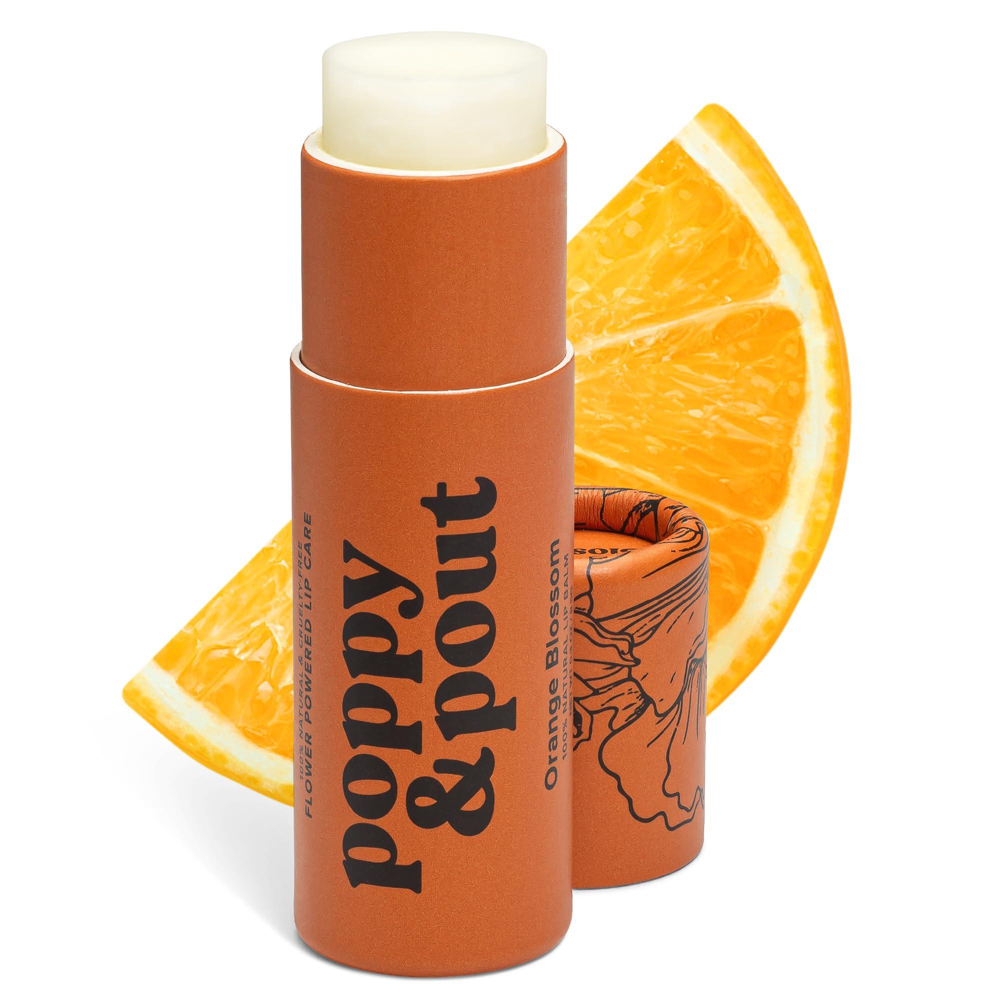 Poppy & Pout Poppy & Pout Orange Bloom Jumbo Lip Balm | All Natural Lip Balms & Moisturizers | Hydrates with Beeswax, Vitamin E, Organic Coconut Oil | Cruelty-Free | Lip Balm in Recyclable Cardboard Tube