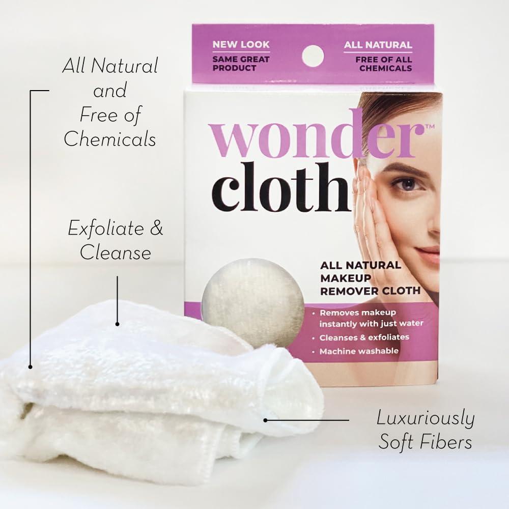 Wonder Wonder Cloth (Pack of 6) - All Natural Make-Up Remover Cloth, Removes Makeup Instantly with Just Water, Cleanses and Exfoliates, Machine Washable