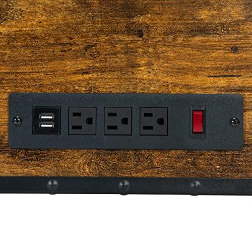 PENNYNANA PENNYNANA Wall Mount Styling Barber Station with Charge Station,Salon Stations with Locked Storage Drawer for Hair Stylist,Rustic Brown