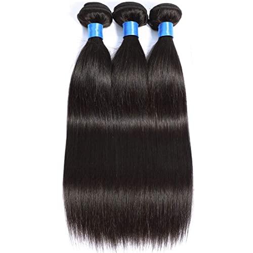 Cranberry Hair Cranberry Hair 3 Bundles Virgin Straight Hair Human Hair Extension Brazilian Hair Unprocessed Natural Black (14 16 18Inch)