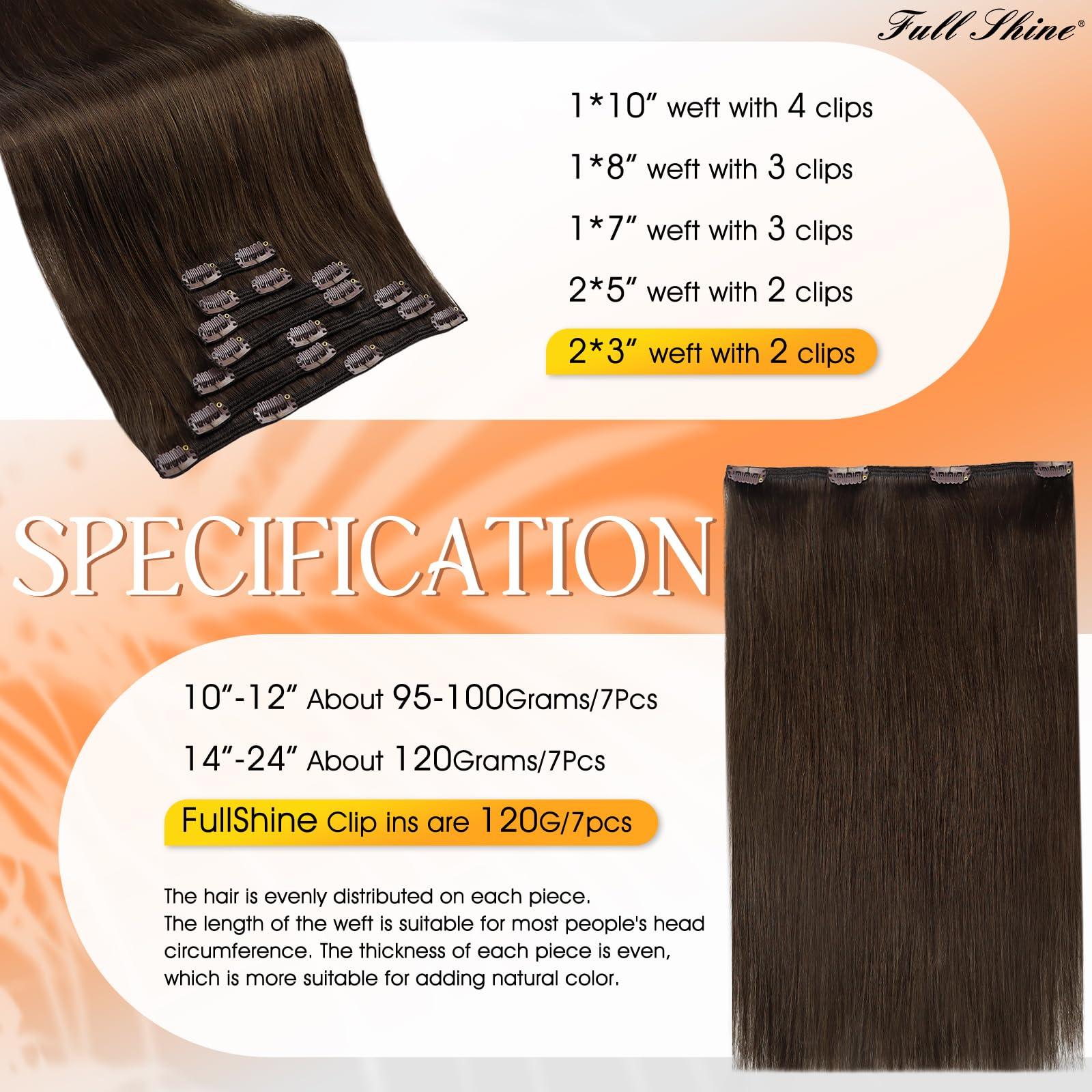 Full Shine Full Shine Hair Extensions Weft Human Hair Brown Sew in Real Hair Extensions #2 Dark Brown and Hair Extensions Real Human Hair Clip in Extensions