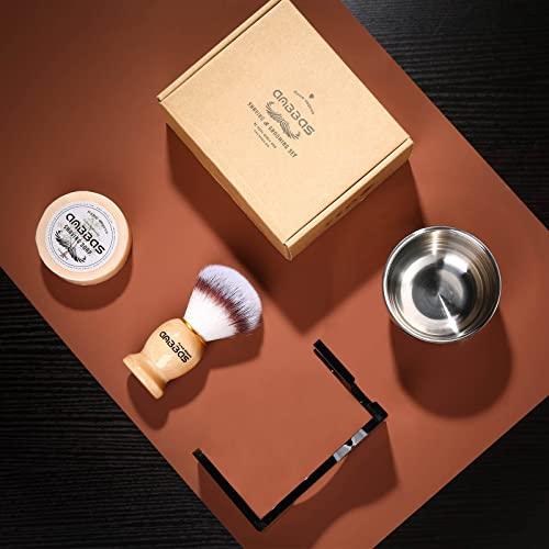 Anbbas Anbbas Shaving Brush Synthetic Badger and 100g Shaving Soap with Bowl Stainless Steel,Black Acrylic Shaving Stand Holer for Man Wet Shave Kit