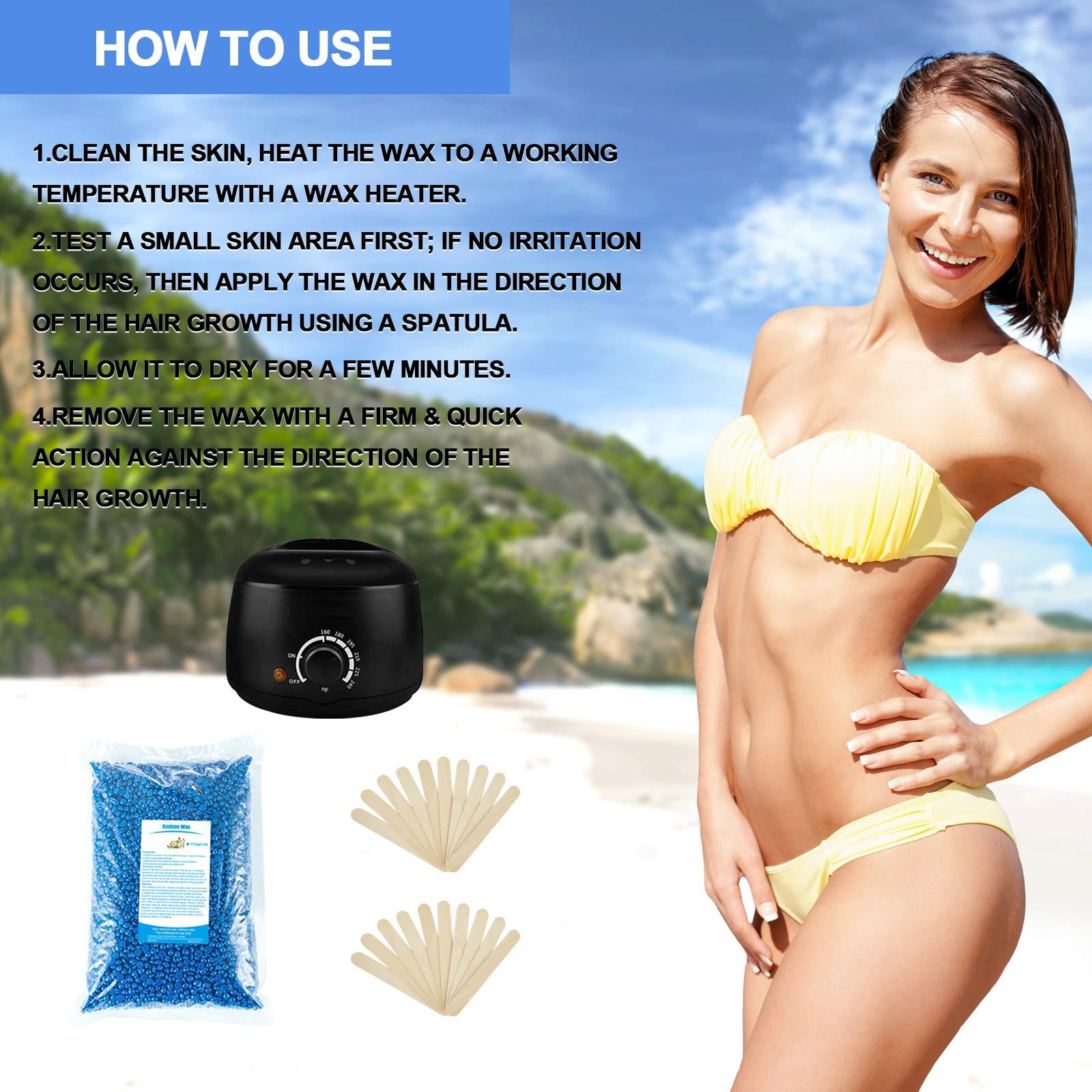 PURPLESKY Hard Wax Beads for Hair Removal, Solf Waxing Beads Bulk for All Skin, Bikini Wax Beads for Body with Wax Sticks