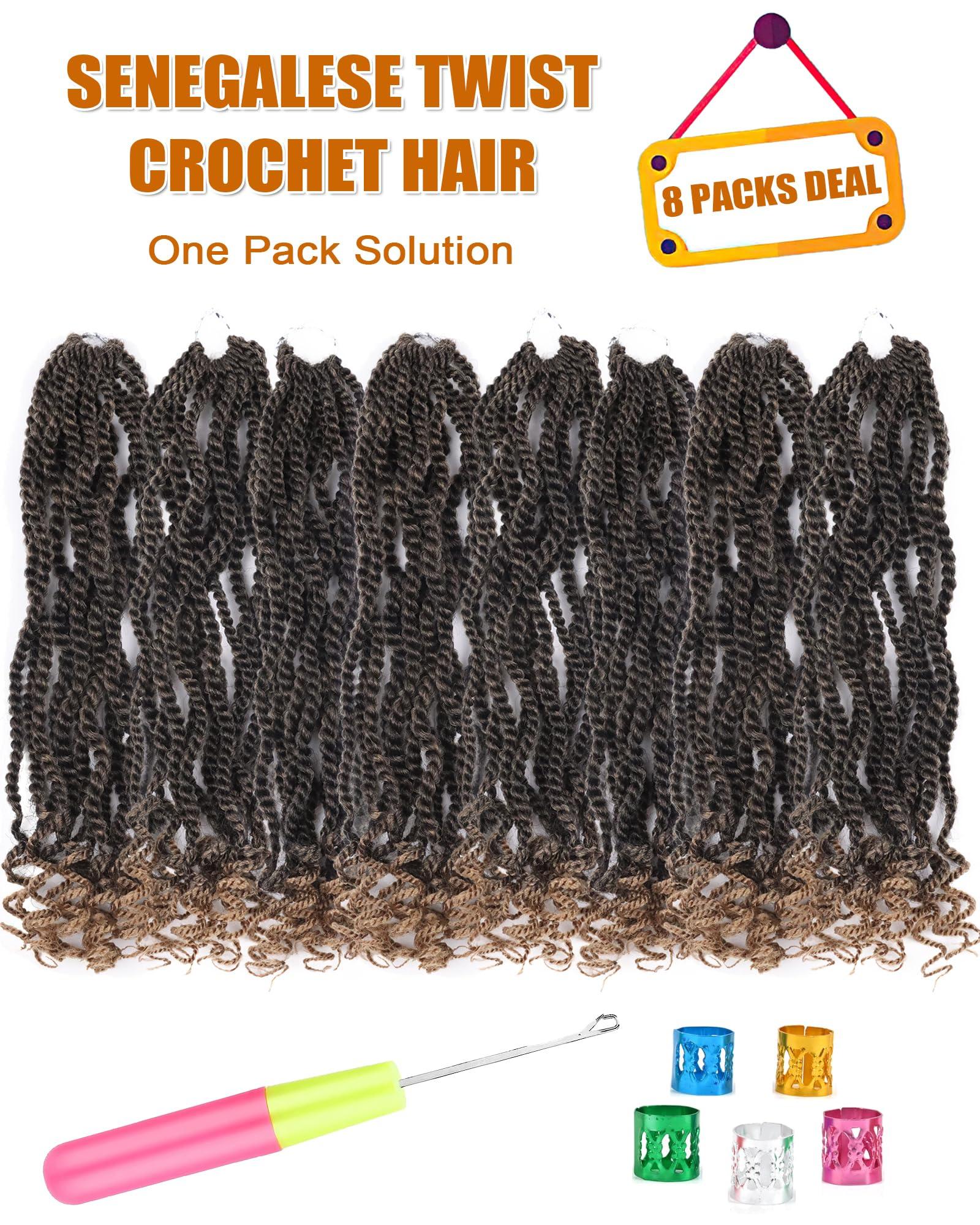 Aeagoo Aeagoo Senegalese Twist Crochet Hair for Black Women 12 Inch 8 Packs Pre Looped Crochet Braids Kinky Twist Crochet Hair with Curly Ends (12 Inch,T27)