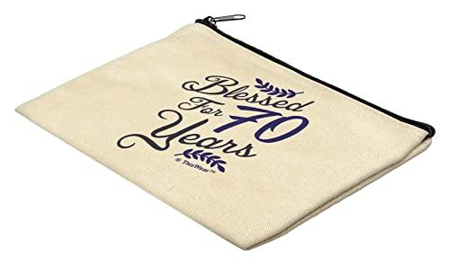ThisWear ThisWear 70th Birthday Party Favors For Women Blessed For 70 Years 2-Pack Cosmetic Accessory Bags