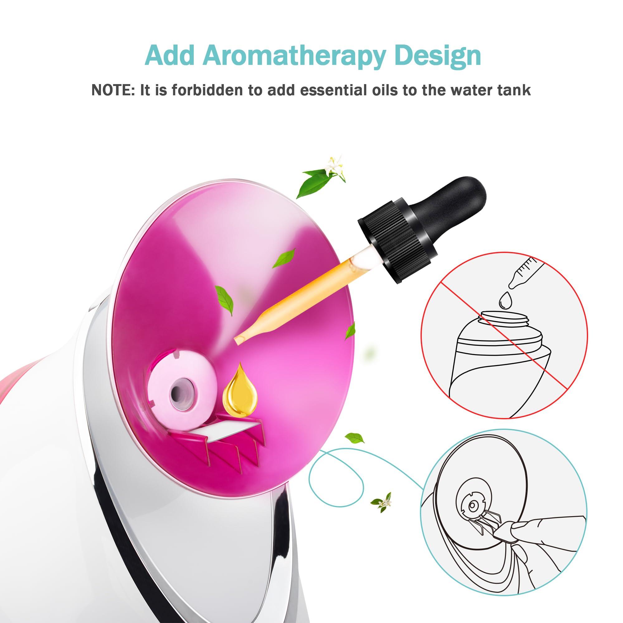 EZBASICS EZBASICS Facial Steamer Ionic Face Steamer for Home Facial, Warm Mist Humidifier Atomizer for Face Sauna Spa Sinuses Moisturizing, Unclogs Pores, 1 Pack + 5 Stainless Steel Skin Kit Pink