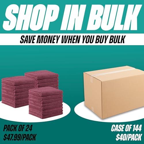 Arkwright LLC Arkwright Bleach Proof Salon Towels Bulk - (Pack of 24) Ultra Soft, Gentle Microfiber, Highly Absorbent & Quick Dry Spa Facial Towel for Hair Stylist, Nail Shop, and Esthetician, 16 x 27 in, Burgundy