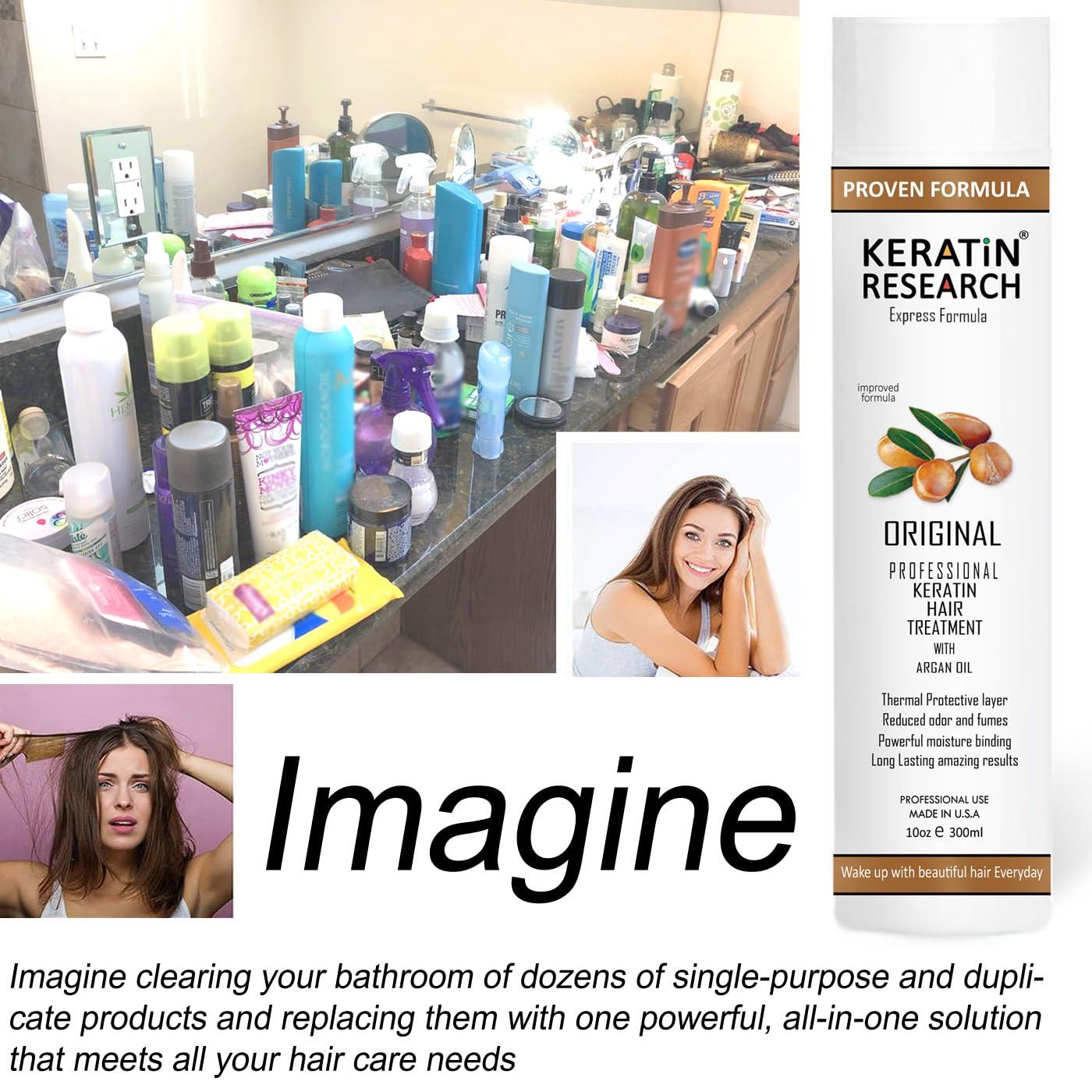 KERATIN RESEARCH KERATIN RESEARCH Brazilian Keratin Hair Treatment Straightening Complex Blowout LONG Lasting Organic Natural Results with Argan Oil Keratina Brasilera