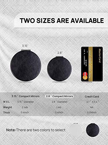 Getinbulk Getinbulk Compact Mirror Bulk, Set of 12 Round Double-Sided 1X/3X Magnification PU Leather (Black, 2.8")