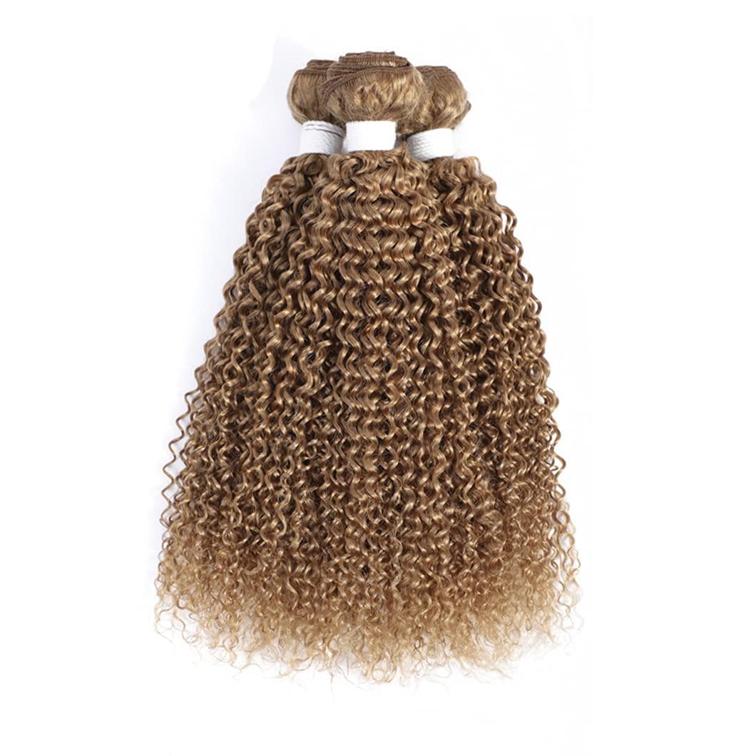 SSJFZM Blonde Kinky Curly Human Hair Bundles Brazilian Hair Weave Extensions 3/4PCS Bundles Deal Non-Remy Human Hair Weave 99j 26 26 26 26