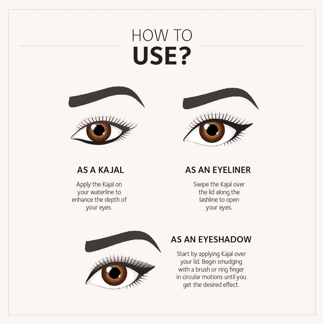 India Ayurvedic Pure Black Kajal - 100% Natural, Matte Finish for Soothing & Cleansing effect, 3g