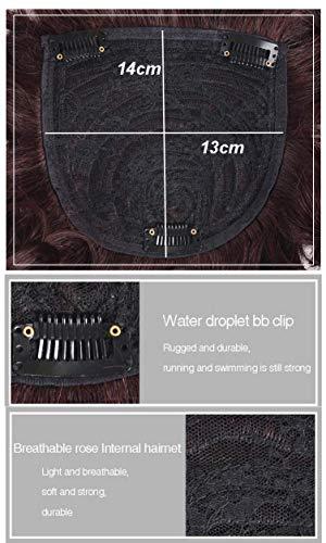 ICRAB ICRAB Women Short Human Hair Topper Closure Curly Hair Wiglet Hairpiece Clip in Top Hairpiece Natural Weaving Hair Replacement Hair Piece for Thinning Hair 13x14cm(Light Brown 6")
