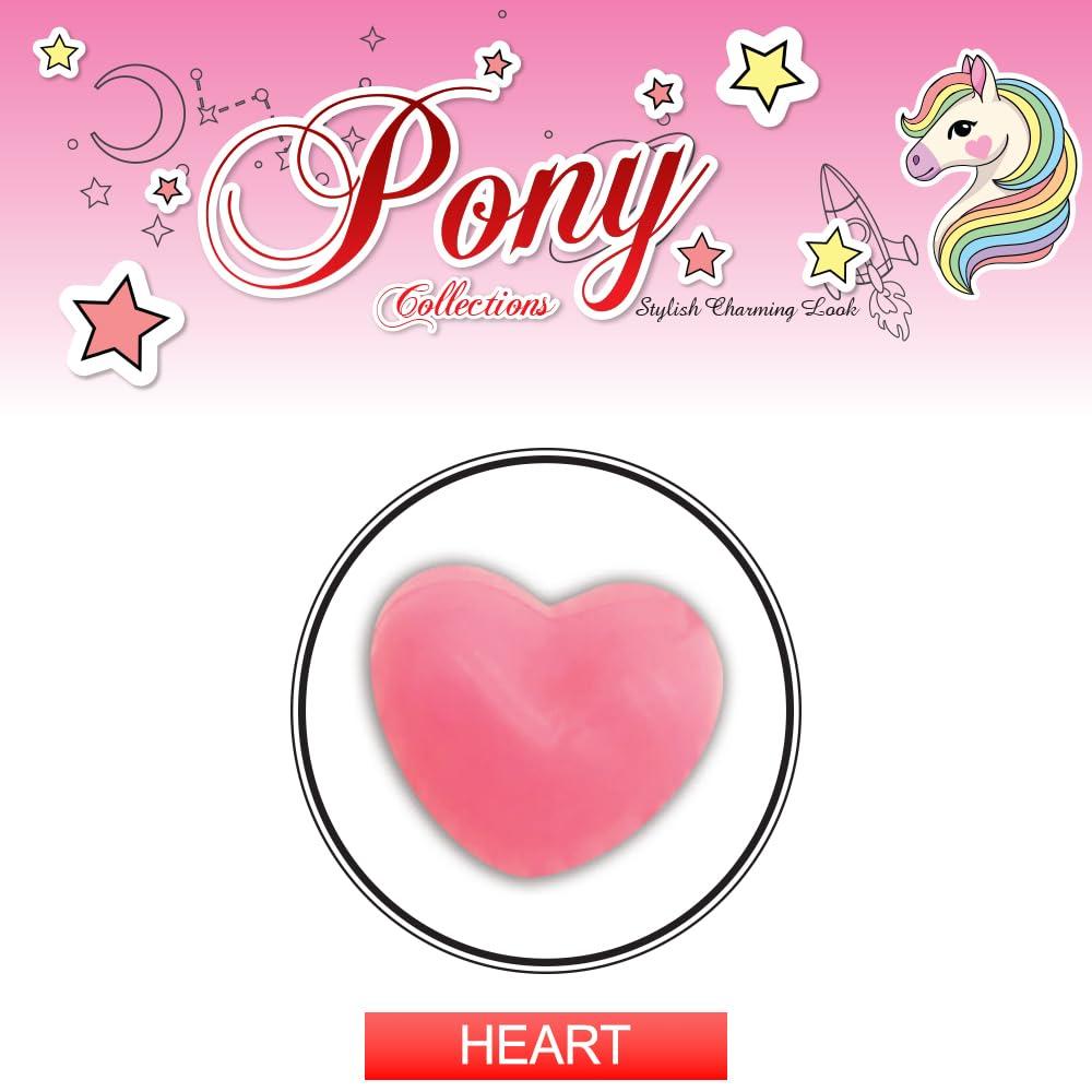 Beauty Town Hair Ties Hair Accessories for Girls Cartoon Character Hair Ties with Balls Bubble Twinbead Ponytail Holders (16 Pcs Heart - Clear)