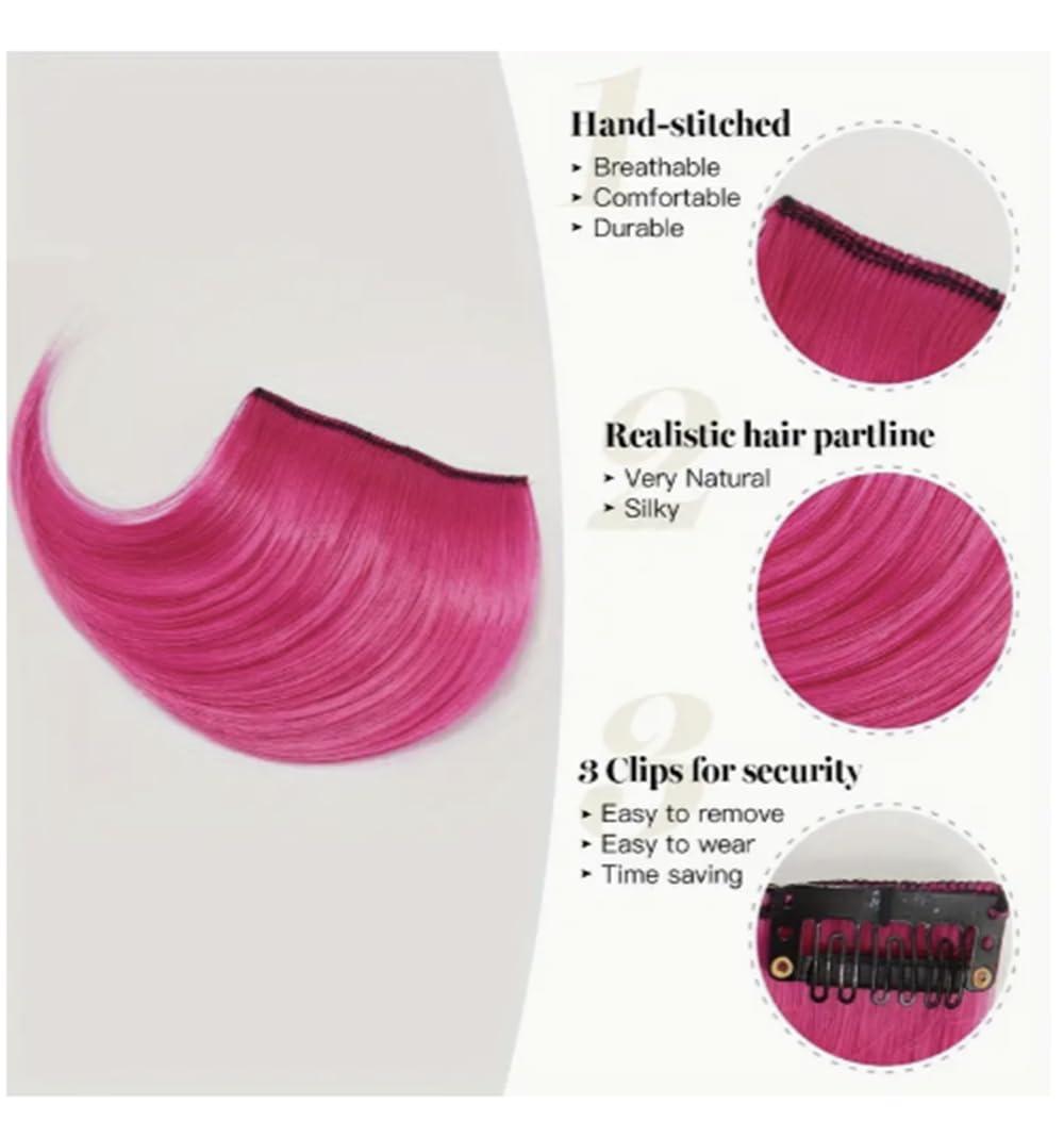 Belle G Belle G Clip In Rainbow Hair Fringe Bang, Human Hair, Side Swept Style (Grey Silver)