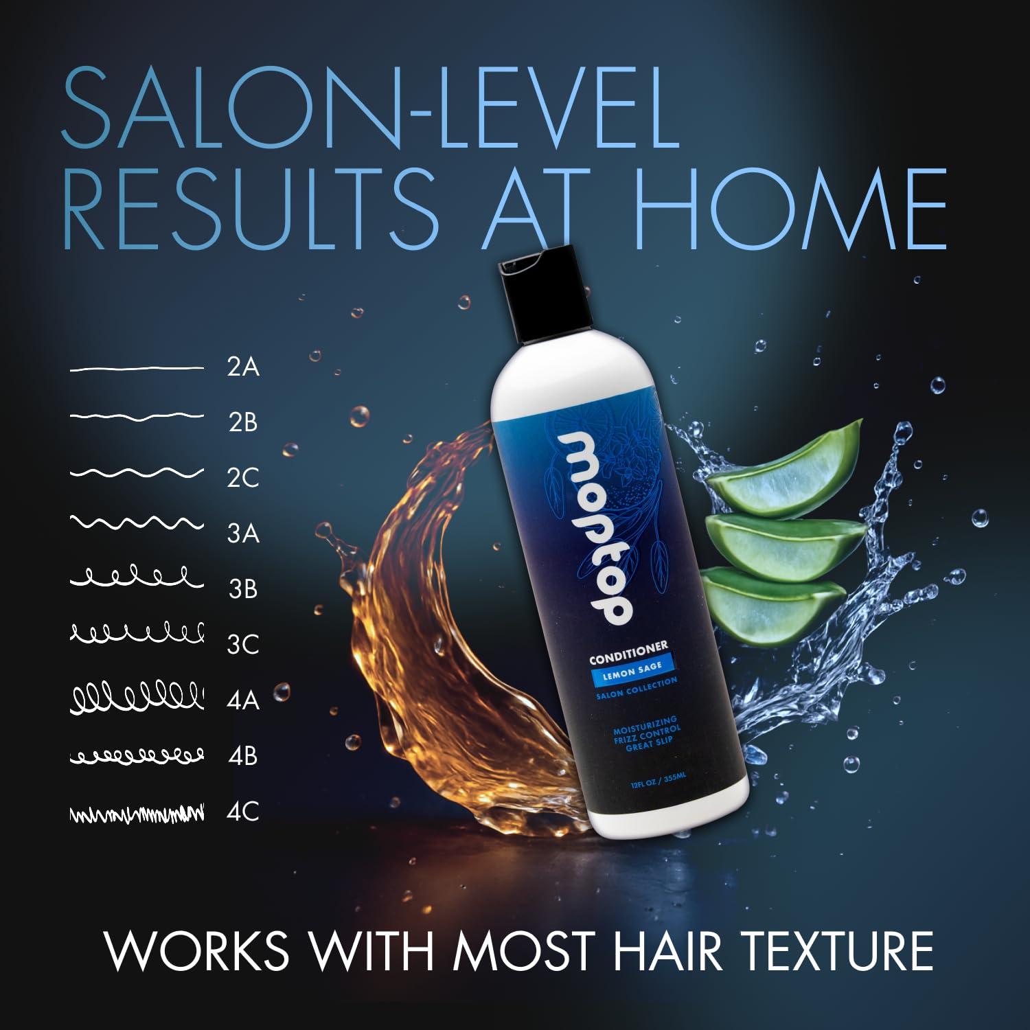 MopTop MopTop Salon Daily Conditioner  Color Safe Salon Quality Hair Moisturizer to Restore Dry, Damaged Hair & Reduce Frizz, Sulfate & Paraben Free Hair Care for All Hair Types (Lemon Sage, 32oz)