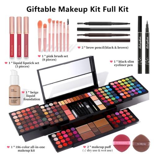 CHARMCODE Professional Big Makeup Kit for Teens Girls & Women Full Kit, Beauty Case with Beginner Cosmetics Sets, All-in-One Make Up Gift Box with Lipgloss, Eyeshadow,Blush,Highlight,Brow&Liner Pens,Brush,etc