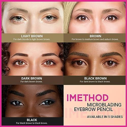 iMethod iMethod Microblading Eyebrow Pencil - Brow Pencil 2-in-1 Dual-Ended Eyebrow Pen with 3-Prong Micro-Fork-Tip Applicator & Precise Brush-Tip Creates Natural-Looking Brows, Stay on All Day, Black