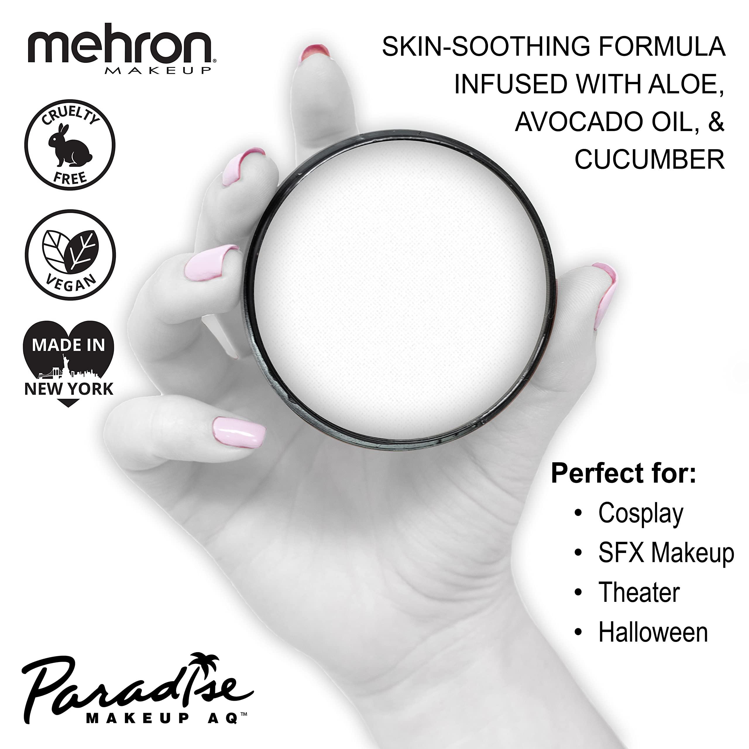 Mehron Mehron Paradise Makeup AQ & Barrier Spray Combo Pack | Before & After Setting Spray 2 fl oz (60 ml) Plus Pro Size Water Activated Face & Body Paint 1.4 oz (40 g) (White)