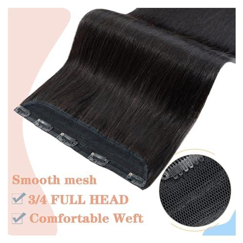 RIBONI One Piece Clip in Hair Extensions 22Inch Auburn Silky Straight Synthetic Seamless 5 Clips 3/4 Full Head One Piece Hair Extensions Clip in