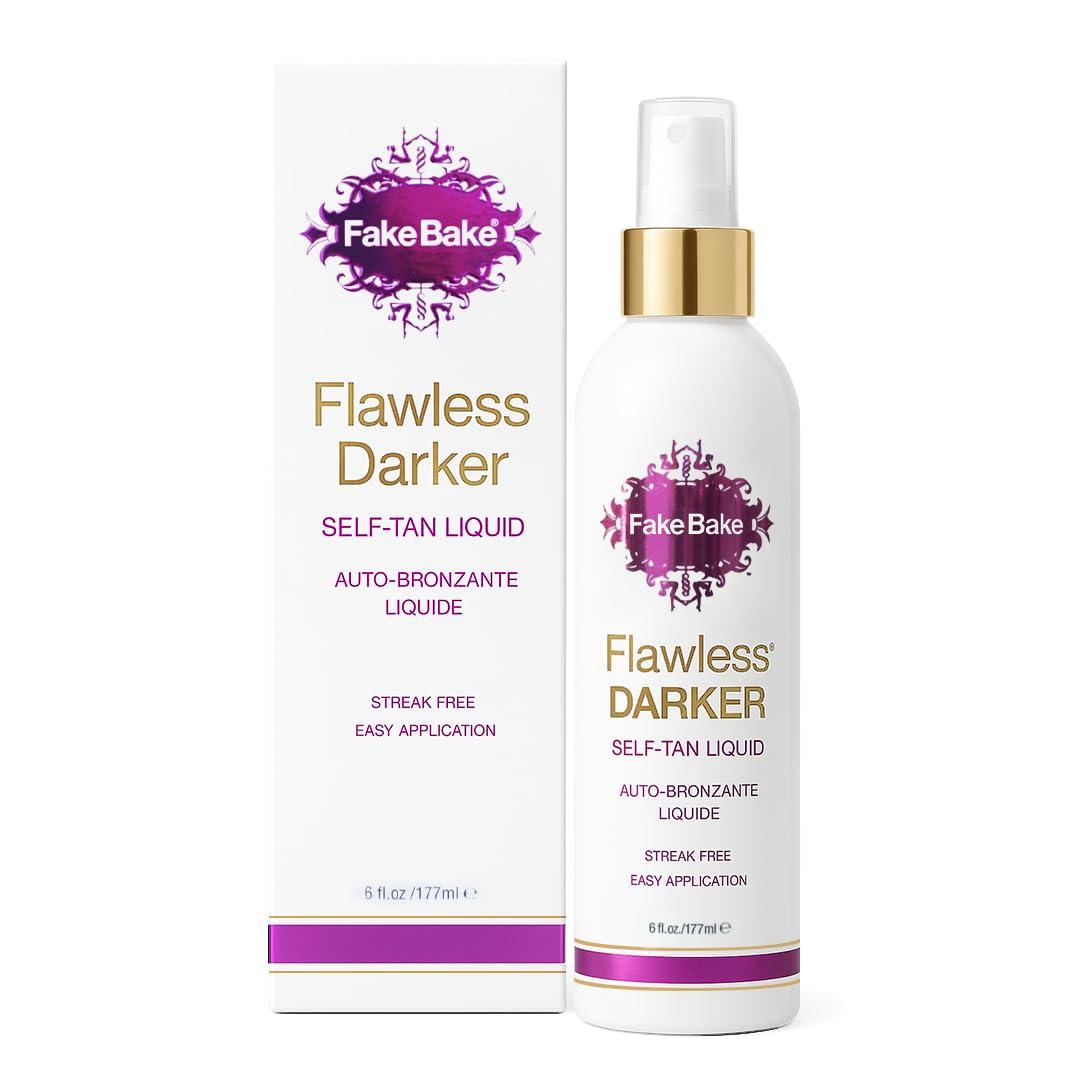 Fake Bake Fake Bake Flawless Darker Self-Tanning Liquid Streak-Free, Long-Lasting Natural Glow For All Skin Tones - Sunless Tanner Includes Professional Mitt For Easy Application, Black Coconut Scent - 6 oz