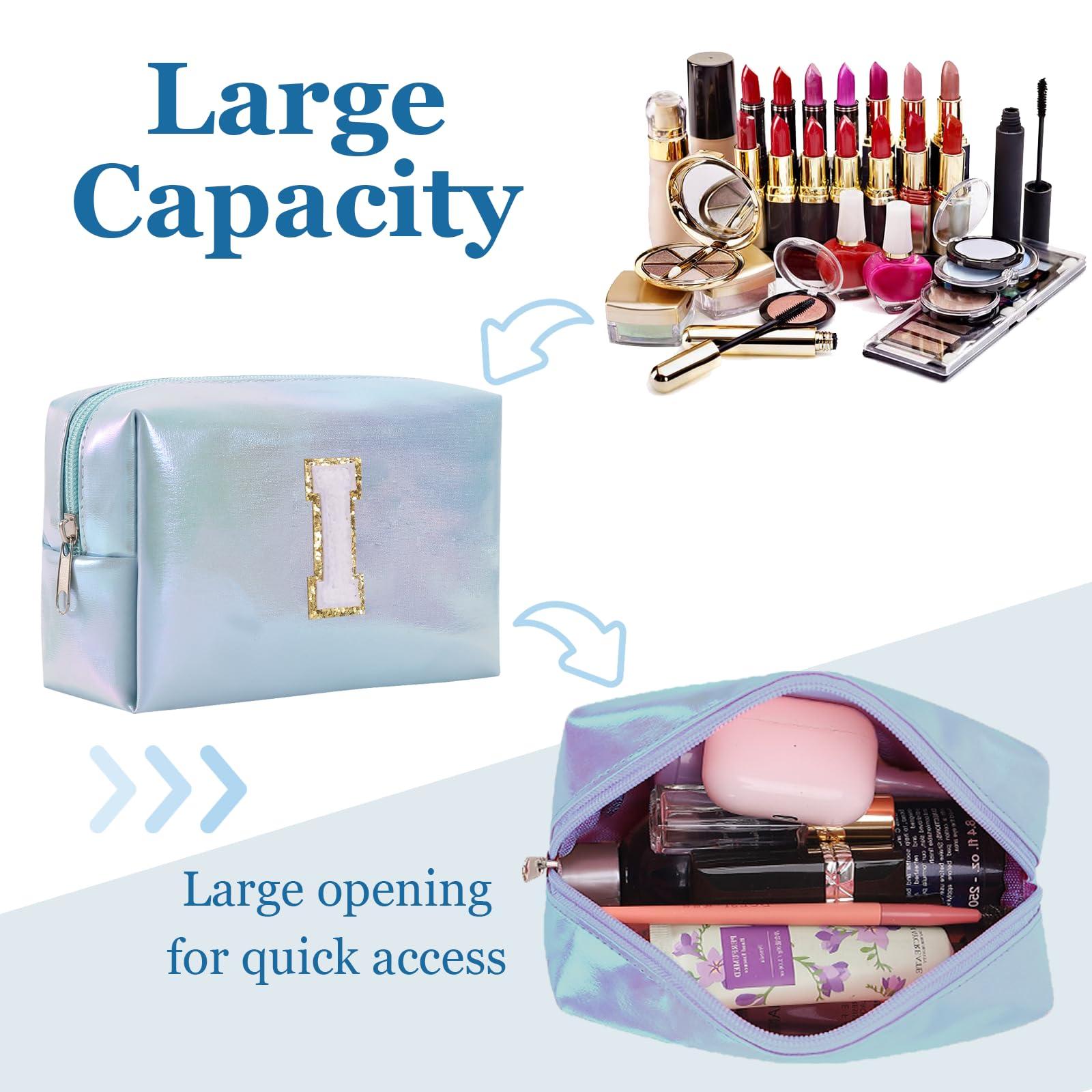 Boletochic Personalized Initial Makeup Bag, Letter Zipper Cosmetic Bag for Womens, Preppy Makeup Bags, Glitter Waterproof Cute Makeup Pouch, Travel Makeup Bags for Mother\'s Day Birthday GiftsLetter I)